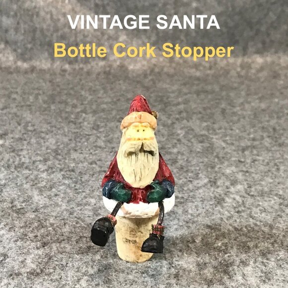 Vintage Figurine Cork Santa Claus Bottle Cork Stopper - Picture 1 of 7